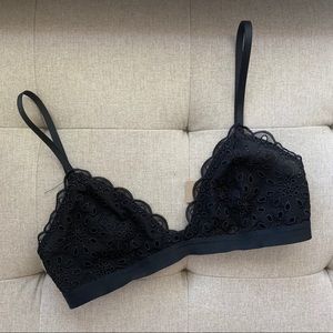 J. Crew French Lace Bralette - SZ XS Black NWT